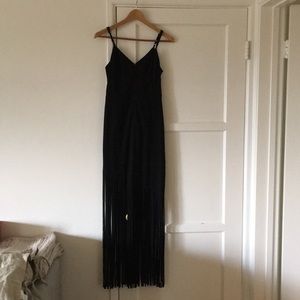 Long suede fringe dress